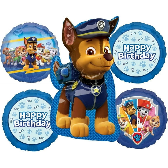 Anagram Paw Pups on Patrol Birthday Party Supplies Chase and friends Marshall Rubble Skye and Everest Balloon Bouquet Decorations
