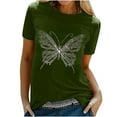 thumbnail image 2 of Sakmal Ladies Tops Under $10 Short Sleeve Crew Neck Butterfly Graphic T-Shirts Ladies Shirts $5, 2 of 8