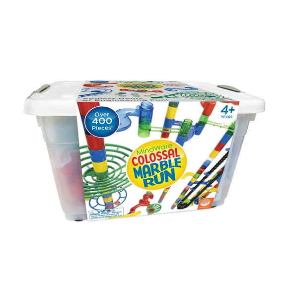 MindWare Colossal Elevator Marble Run, 400 Pieces Marble Maze Building Toys Set with Unique Marble Track Pieces