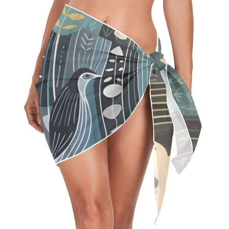 joogoo Birds with Retro Women s Beach Sarong Bathing Suit Wrap Swimwear Cover Ups M
