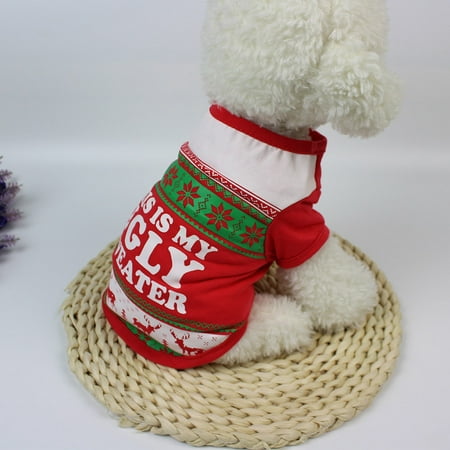 Christmas Cute Dog T Shirt Pet Clothes Apparel Vests Costumes Clothing