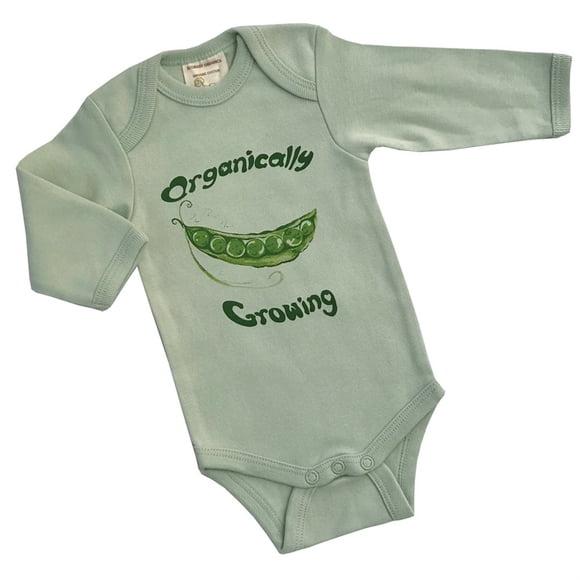 Body / pijama de manga larga de algodón orgánico - Guisantes 3-6m