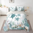 thumbnail image 3 of Feelyou Kawaii Sea Turtle Twin Bedding Sets 7-Piece, Dreamy Marine Animal Bedding Comforter Set, Seashell Starfish Coral Reversible Sheet Sets, Lightweight Room Decor, 3 of 9