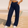 thumbnail image 4 of FEIIBMOYRIA Women Straight Pants Fashion Soft V-Shaped Ruched Elastic Waist Wide Leg Pants Casual Athletic Comfortable Streetwear Solid Color Long Sweat Pants with Side Pockets, 4 of 7