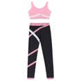 thumbnail image 3 of Nyeemya Kids Girls 2 Piece Tracksuit Sleeveless U Neck Tank Top Sport Bra with Colorblock Legging Set Pink 12, 3 of 6
