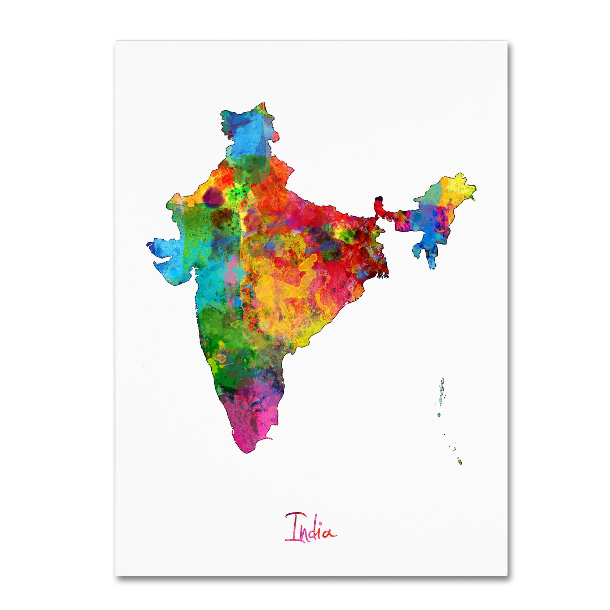 Trademark Fine Art "India Watercolor Map" Canvas Art by Michael Tompsett