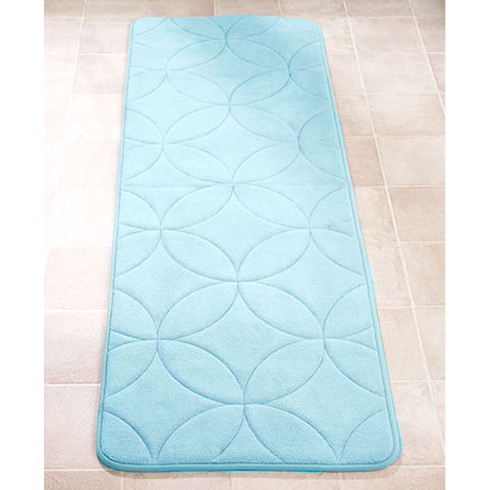 MEMORY FOAM PLUSH BATH RUNNER RUG BLUE 58" X 20"