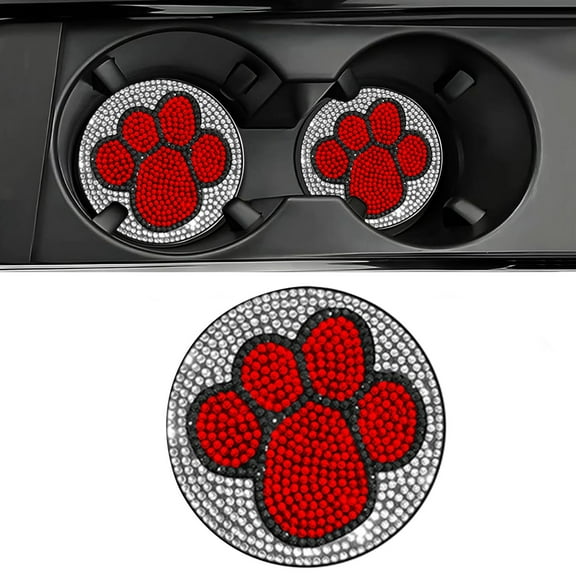 YUVA Car Cup Mat, PVC Glass, Black/Blue/Pink/White/Red/Multicolor, Non-Slip, Dog Paw Print, Heat Insulation, Universal, Easy to Clean