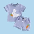 thumbnail image 5 of ITSAME Newborn Infant Girls Outfit Set, Crewneck T-Shirt and Shorts 2-Piece Cute Embroidery Fashion Casual Set Blue 12-18M, 5 of 7