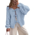 thumbnail image 1 of Suéter PRETTYGARDEN con Lazo Frontal, Tejido Grueso, Talle XL, Azul Celeste, 1 of 8