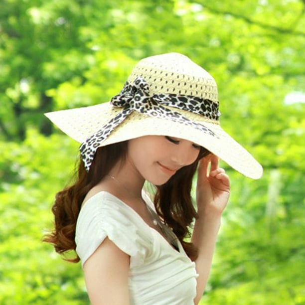 Women Summer Straw Wide Brim Hat Girl cap Large brim travel Travel Beach  Fishing Sunshade Panama Cap Lady Outdoor Dress Hat 