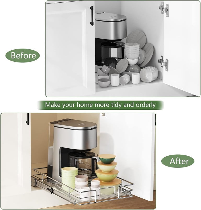 5½" W x 21½" D Pull Out Cabinet Organizer, Kitchen Cabinet Pull Out Shelves Slide Out Storage