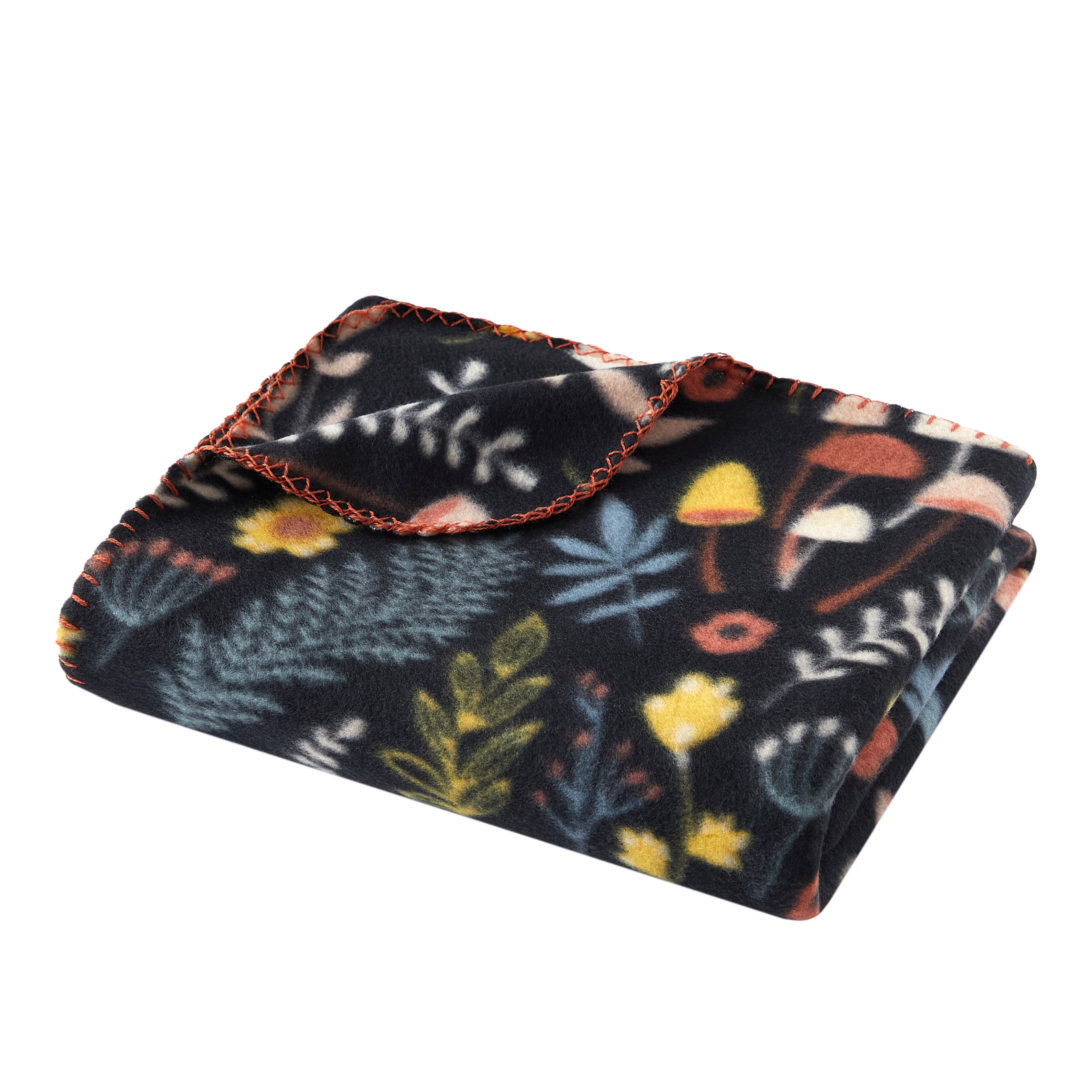 Mainstays Cozy Fleece Throw Blanket, Floral Mushroom, 50 in x 60 in