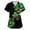 A012-Black, variant on St. Patrick's Day Scrub Tops for Women Irish Lucky Clover V Neck Nurse Working Uniforms Short Sleeve Soft Stretch Festival Scrub Shirts