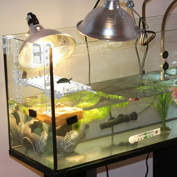 HONMEET Acrylic Transparent Turtle Basking Platform and Resting Area for Turtle Tank, Reptile Habitat Accessory