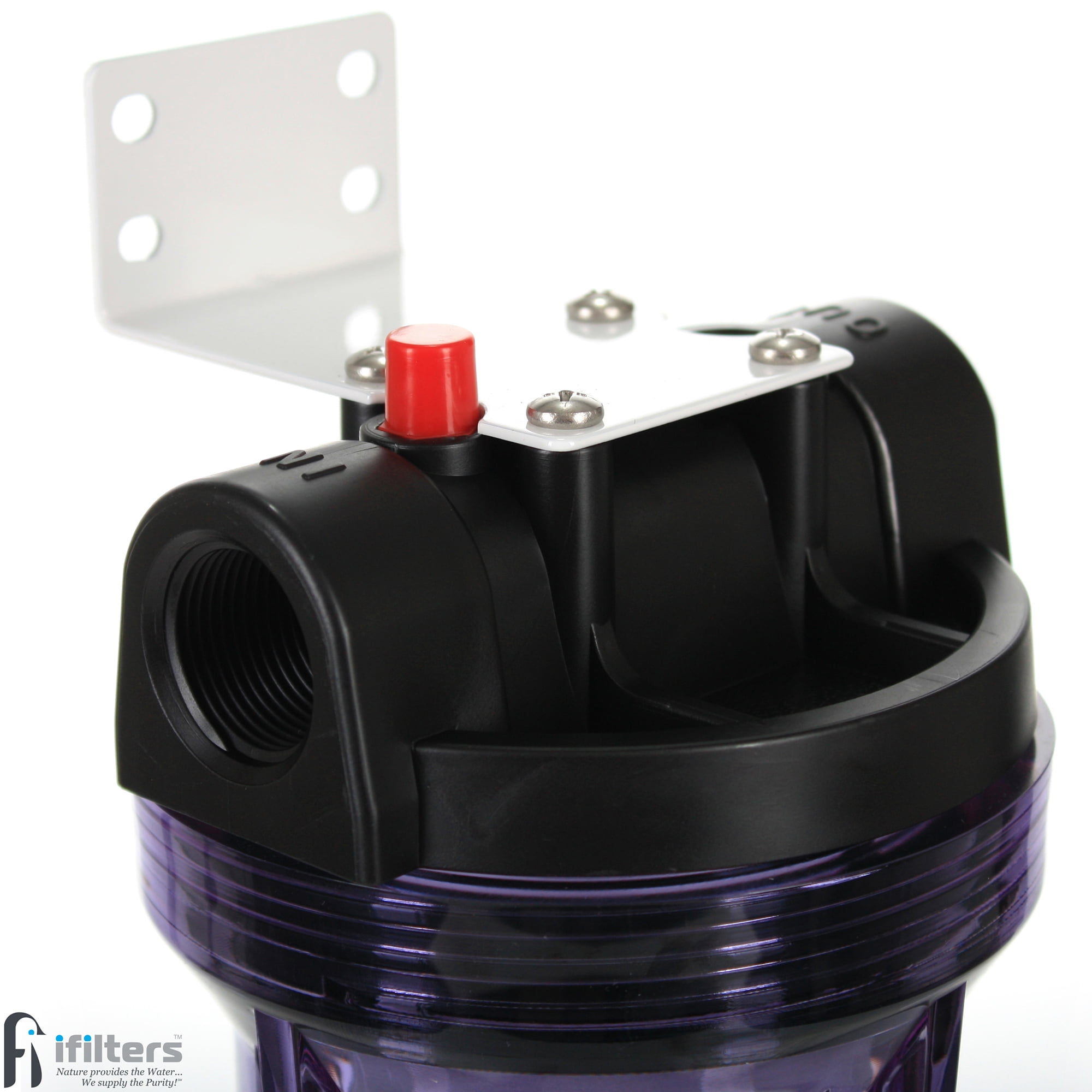 iFilters Whole House Sediment Filter System for Dirt, Sand, Silt, Rust and Scale - Clear Housing - 3/4" Ports - Pressure Relief Button