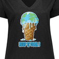 thumbnail image 4 of Inktastic Keep It Cool Melting Earth Ice Cream Cone Women's Plus Size V-Neck T-Shirt, 4 of 5