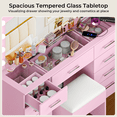 thumbnail image 6 of Ktaxon Large Makeup Vanity, Get Ready with Me GRWM Vanity Table Set W/ Visible Glass Top & Charging Station, Light Pink, 6 of 10