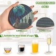 thumbnail image 2 of Yayeee 6 PCS Drink Coasters with Holder Set Woven Absorbent Round Tabletop Hot Pad, Blue Planet, 2 of 7