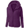 thumbnail image 4 of Dezsed Womens 2023 Winter Fuzzy Fleece Jacket Coats Clearance Women Hooded Sweater Coat Winter Warm Wool Zipper Coat Long Sleeve Outwear Purple L, 4 of 4