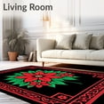 thumbnail image 2 of ODIKA 8'x10' Machine Washable Non-Slip Area Rug, Victorian Poinsettia Blooms Embroidery Project with Elegant Floral Art High Traffic Rug, Red, 647087, 2 of 7