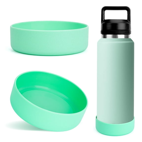 Linkidea 2 Pack Water Bottle Boot Compatible with YETI Rambler Bottle 26oz, Yonder 34oz, Silicone Anti-Slip Bottle Bottom Sleeve Bumper Protector (Light Green)