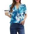 thumbnail image 2 of NAMTYQX Women's Summer Tops Womens Tops Summer Fashion Patterns Stretch Loose Fit Womens Graphic T Shirts Blue Size S, 2 of 4