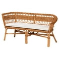 thumbnail image 4 of Baxton Studio Nella Modern Bohemian Natural Brown Finished Wood and Rattan 3-Piece Dining Nook Set, 4 of 10