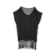 thumbnail image 2 of Women's Cover Up Fringe Hem Loose Waisted Knee Length Beachwear, Black, 2 of 7
