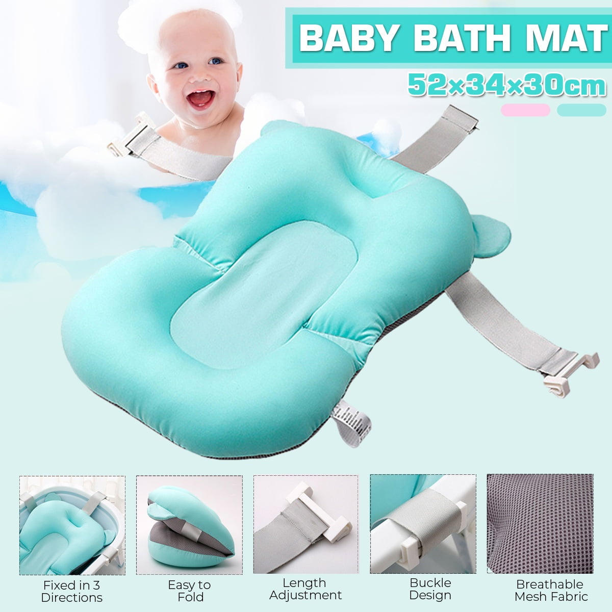 Jjj Cartoon Portable Baby Shower Bath Tub Pad Non Slip Bathtub Mat Newborn Safety Security Bath Support Cushion Foldable Soft Pillow Bathing Tubs Seats Bathing Inningsbreak Com