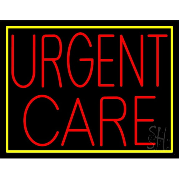 Urgent Care 2 LED Neon Sign 24" Tall x 31" Wide - inches Black Square Cut Acrylic Backing, with Dimmer - Premium built indoor Sign for Club, Home décor, Event, Workshop, Storefront.