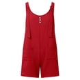 thumbnail image 4 of Gpoecd Combinaisons Décontractées d'Été pour Femmes, Chic, Sans Manches, avec Boutons devant et Shorts, Salopette à Bretelles, Combinaison pour Femmes Rouge, m, 4 of 5