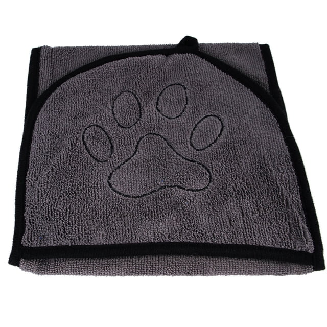 Toalla de baño para perros y mascotas, toallas de ducha para gatos súper absorbentes y de fácil secado con bolsillo (gris), 1 unidad