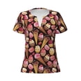 thumbnail image 2 of Fuzoiu Ice Cream Cake Print Women's V-Neck T-Shirt,Women's Short Sleeve Top, Comfortable for Work, Leisure, and Sports, 2 of 7