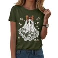 thumbnail image 4 of Halloween Ghost Shirts for Women Casual Short-Sleeved Ghost Print T-Shirt Retro Fall Spooky Season Tees Tops, 4 of 5