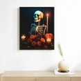 thumbnail image 2 of ONETECH zuanart Fall Canvas Wall Art Prints, Wall Painting For Living Room Bedroom Home Decor, Day Of The Skeleton In Flowers On A Table With Orang Gifts 12x16in, 2 of 4
