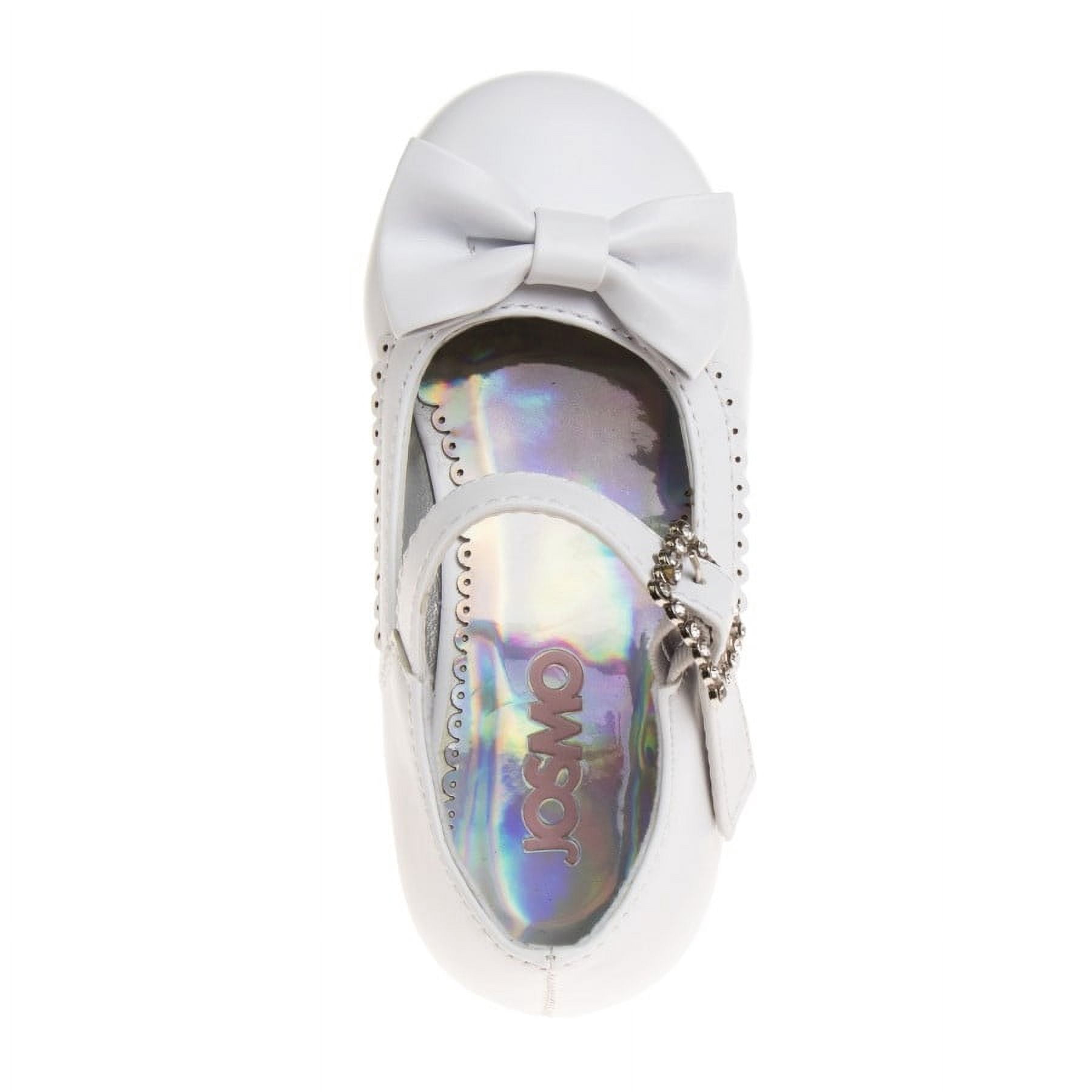 Mary Jane Dress Shoe Pumps for Girls, Low Heel Hook Loop Buckle, White (Size 10 Toddler)
