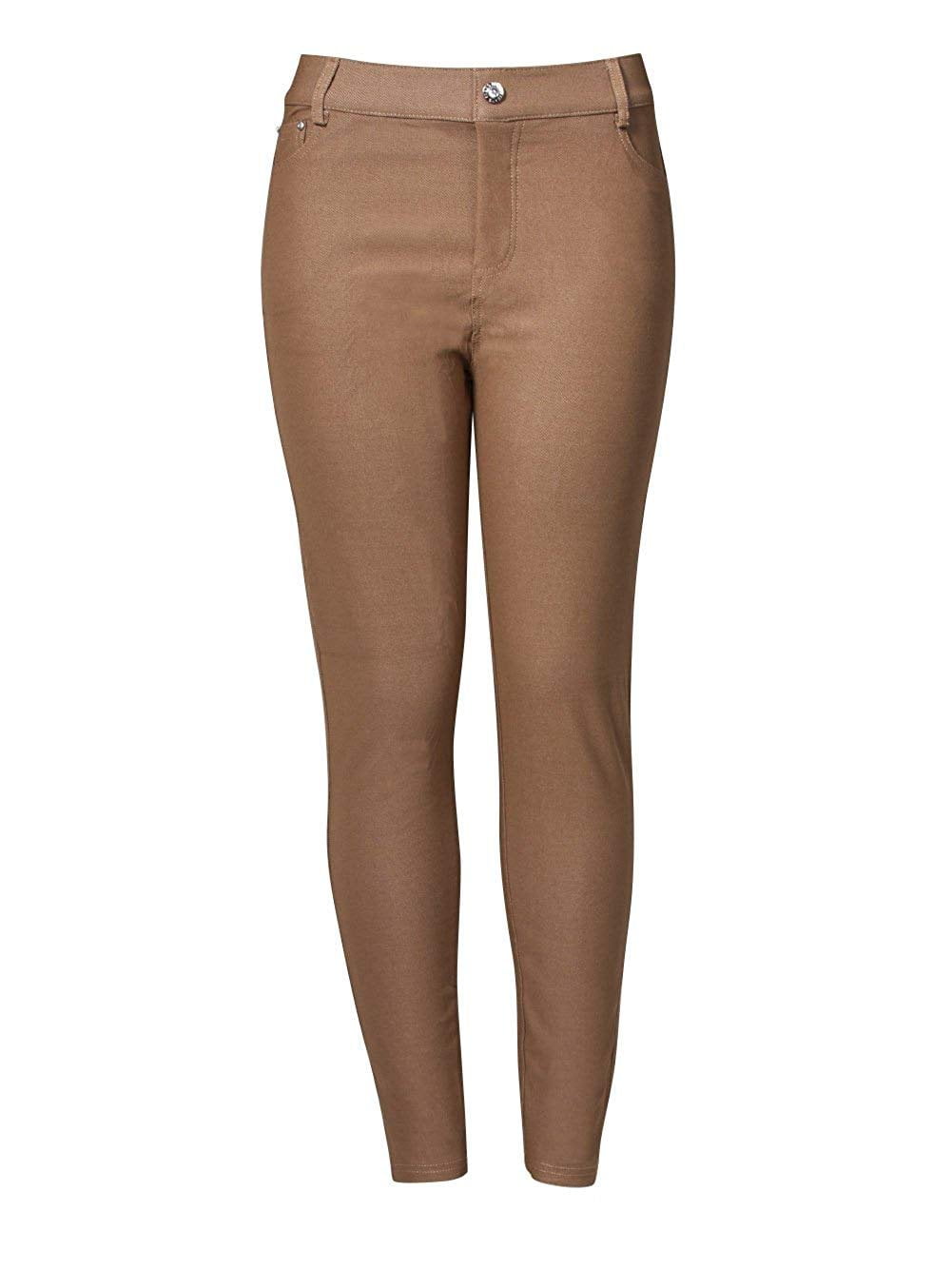 Yelete Womens Basic Five Pocket Stretch Jegging Tights Pants Xl Khaki 1452