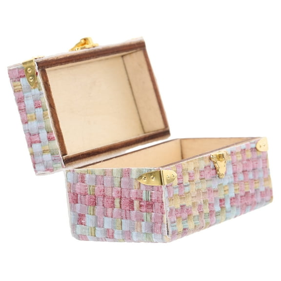 HOMEMAXS Pink Miniature Suitcase Toy for Doll House Decor 1:12 Scale Wood Leather Tiny Suitcase