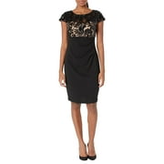 Alex Evenings Petite Short Empire Waist Sheath Dress with Sequin Bodice (Womens, Black/Nude, 10P)