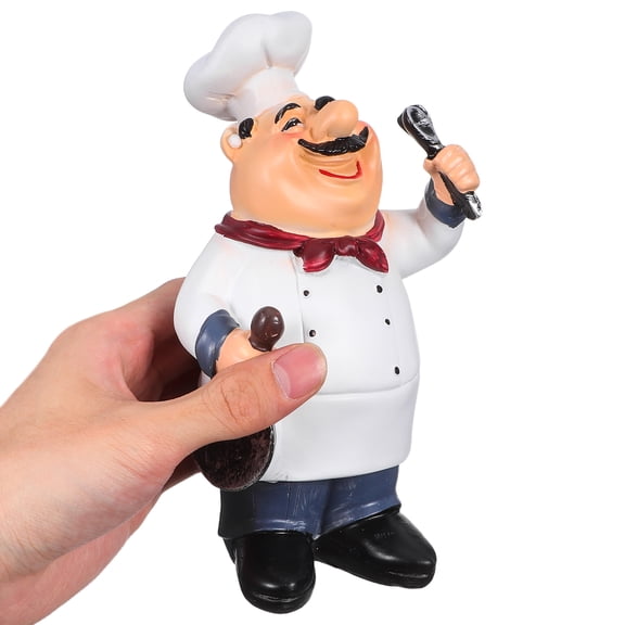 OFFIGAM Multi-Color Resin French Chef Figurine Statue, 7.5 Inch Kitchen and Cafe Decor, Tabletop Display for Home and Restaurant