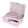 thumbnail image 1 of S SERENABLE 1pc Jewelry Box Organizer Dual Layer Storage for Brackets Necklace Pink, 1 of 9