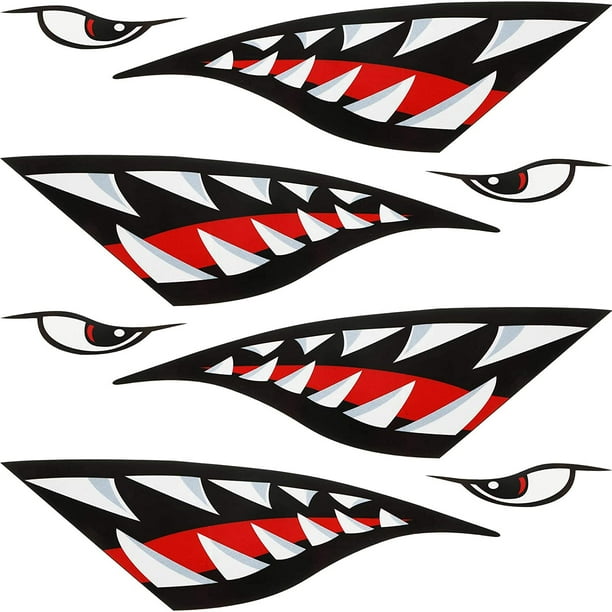 4 Pieces Shark Teeth Mouth Kayak Stickers Decals Reflective Graphic Sticker  Stickers Decals for Canoe Kayak Fishing Surfboard Ocean Boat Car Truck  Reflective Decals Accessories 
