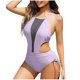 thumbnail image 2 of Trajes de baño de una pieza para mujer, moda de verano para mujer, color sólido con cojín en el pecho y sin soporte de acero, traje de baño con tirantes sin espalda, traje de baño para mujer, 2 of 5