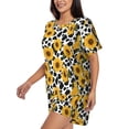 thumbnail image 2 of Haiem Cow Print Sunflower Pattern Pajama Set for Women 2 Piece Lounge Set Short Sleeve Tops and Shorts Soft Sleepwear-Medium, 2 of 7
