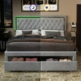 thumbnail image 5 of Merluxy Full Bed Frame with LED Lights&Storage Drawers,Velvet Upholstered,No Box Spring Needed,Light Grey, 5 of 7
