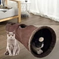 thumbnail image 4 of para gatos, tubo interactivo, juguete plegable para r mascotas, tienda de cueva para perros con pelota de juego Marrón L 30x130cm Zulema Túnel de gato, 4 of 8