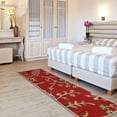 thumbnail image 3 of Ottomanson Agra Floral 2x8 Indoor Handmade Wool Runner Rug, 2'3" x 7'6", Red, 3 of 5