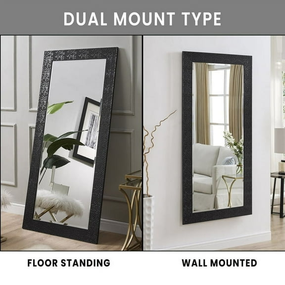 Home Imports Emporium Mosaic Style Full Length Mirror Standing Hanging/Leaning Against Wall, Large Rectangle Free Standing Full Body Dressing Mirror