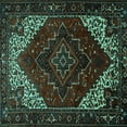 thumbnail image 1 of Ahgly Company Machine Washable Indoor Square Persian Turquoise Blue Traditional Area Rugs, 3' Square, 1 of 4